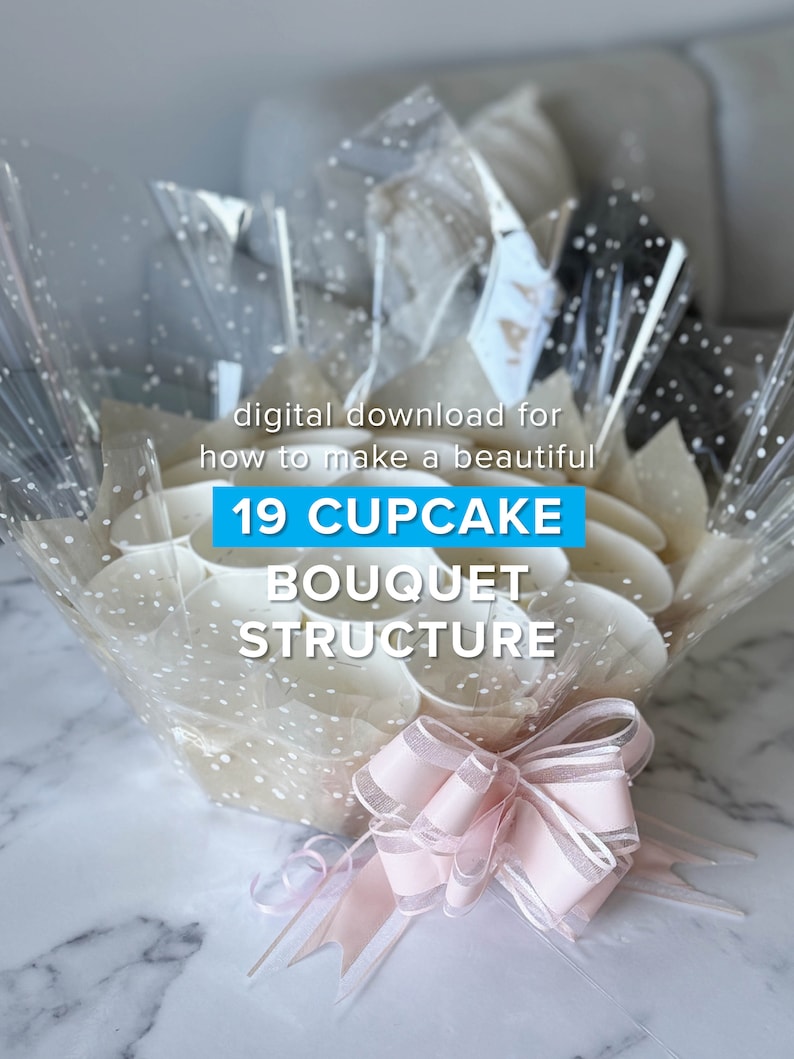 19 Guía de estructura del ramo de cupcakes, descarga instantánea, instrucciones para imprimir imagen 1