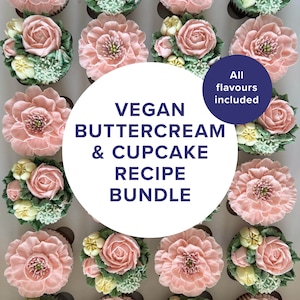 Lot de recettes de crème au beurre et de cupcakes végétaliens, toutes les saveurs, téléchargement immédiat, instructions imprimables