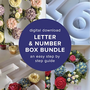Paquete de caja de números y letras con monograma de cupcakes, guía de instrucciones y plantillas, descarga instantánea