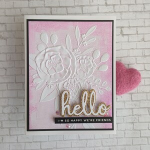 Carte d'amitié, Carte florale, Carte en relief, Carte de tous les jours, Rose, Bonjour