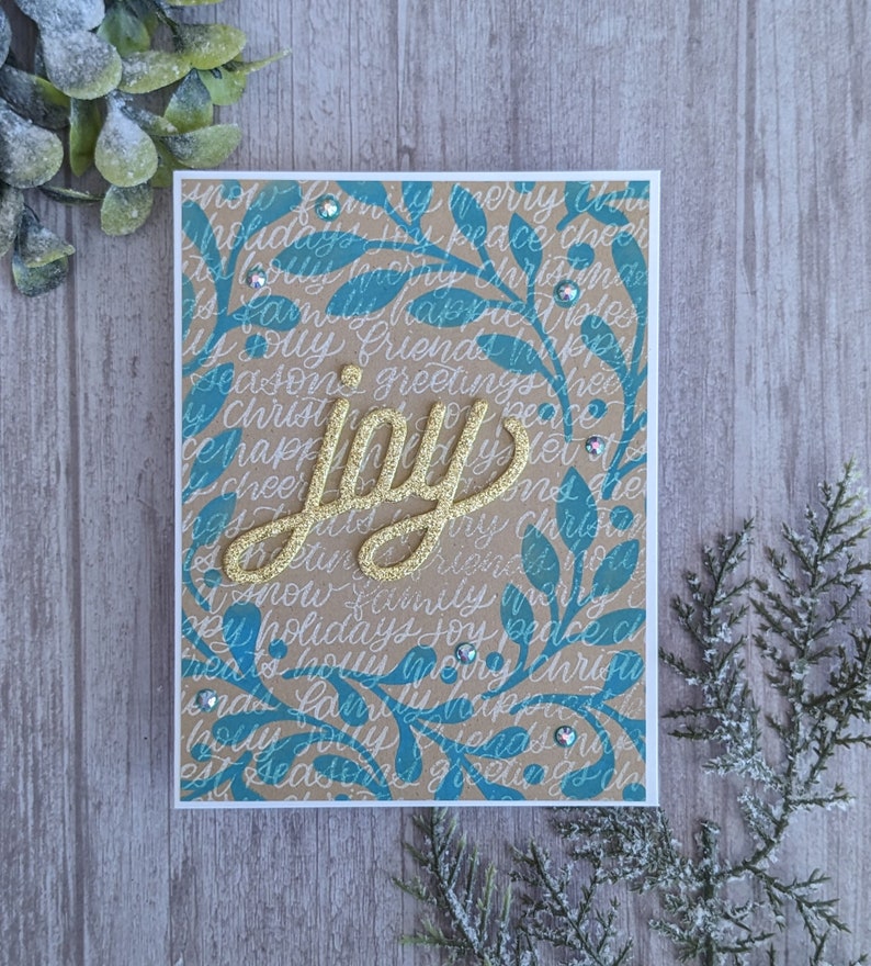 Christmas card, Holiday card, Green, Wreath, Festive Card, Joy, image 5