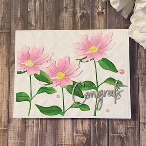 Félicitations, floral, marguerite, rose, carte de tous les jours, toutes les occasions, nature,
