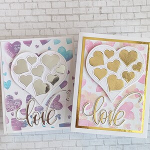 Ensemble de 2 cartes « amour », carte toutes occasions, carte faite à la main, carte unique, carte pensant à vous, carte d’anniversaire, carte de mariage,