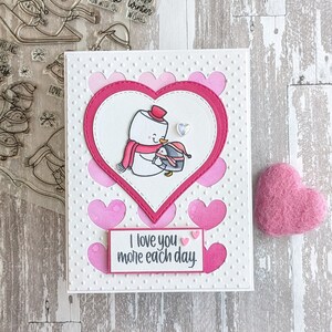 Carte Saint Valentin, Carte Coeur, Carte Amour, Carte Ami, bonhommes de neige, Amitié, Carte de tous les jours, pingouin