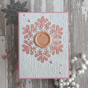 Carte de flocon de neige, carte de Noël, carte de vœux, carte de sceau de cire, joyeux Noël