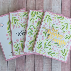 Lot de 4 cartes de visite, cartes d'amitié, cartes d'anniversaire, cartes de remerciement, cartes florales
