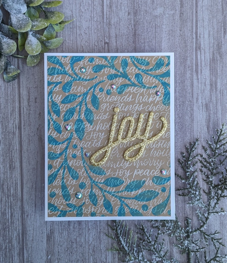 Christmas card, Holiday card, Green, Wreath, Festive Card, Joy, image 4