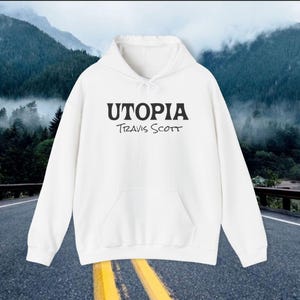 パーカー・フーディ Travis Scott Utopia A2 Hooded Sweatshirt Travis Scott Hoodie Size Small Unisex Adult Utopia A2 Hooded