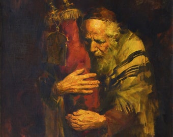 Rabbi met Thora-kunstafdruk