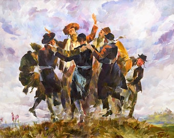Signed Chassidic Dance Art Print, Jewish Series Reproduction