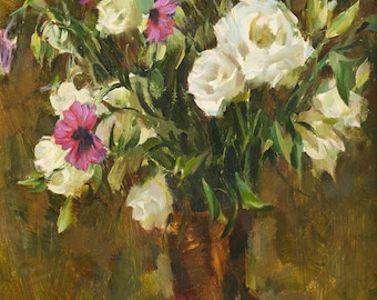 Peonies in a Ceramic Vase