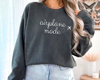 Sudadera modo avión, sudadera avión, camisa modo avión, sudadera de mujer, suéteres de mujer, sudadera de viaje, camisa estética