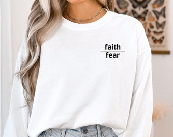 Fe sobre el miedo, sudadera fe sobre el miedo, fe, sudadera de fe, sudadera cristiana, sudadera de mujer, suéter de mujer, versículo bíblico