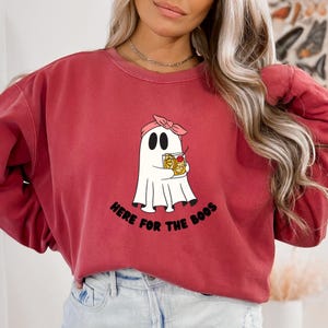 Here For The Boos Sweatshirt, Ghost Sweatshirt, Ghost With Wine Sweatshirt, Ghost With Martini Sweatshirt, Halloween Sweatshirt, Halloween
