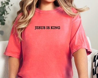 Maglietta Jesus Is King, maglietta Jesus Is King, maglietta Faith, maglietta Faith, maglietta cristiana, magliette con versi della Bibbia, magliette da donna, magliette da donna,