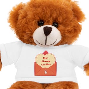 Personalized Stuffed Animal Bear with Custom Shirt Love Letter Print – Custom Plush Toy Valentine’s Day Gift, Romantic Anniversary Gift