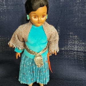 Vintage 1950&#39;s Navajo Souvenir Doll; Made in USA; 7.5&quot; Hard Plastic Doll