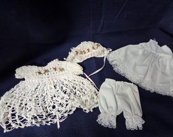 Vintage Handmade 8" baby/toddler doll 4 piece outfit
