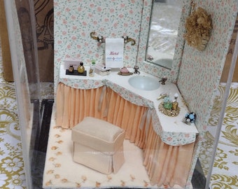 Boîte de chambre miniature, vanité de salle de bain, diorama de lavage élégant