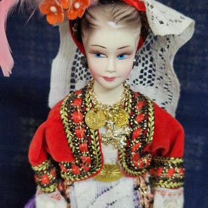 Vintage Porcelain Doll in traditional Spanish costume; Ethnic doll of Spain