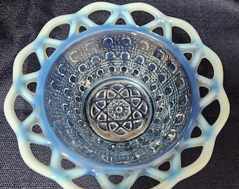 Vintage Imperial Glass Blue Opalescent Bowl