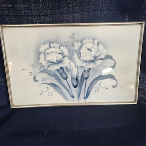 Antique Max Dannhorn Art Deco Porcelain Tray: French Blue Carnation Design
