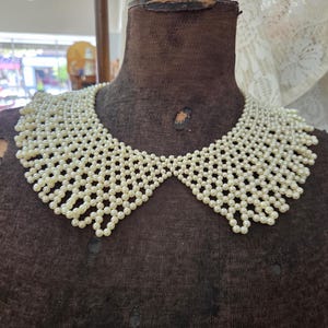 Vintage Faux Pearl Statement Bib Collar Necklace