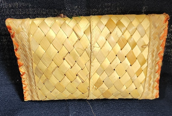 Vintage Woven Straw Clutch Purse; Summer Purse - image 2