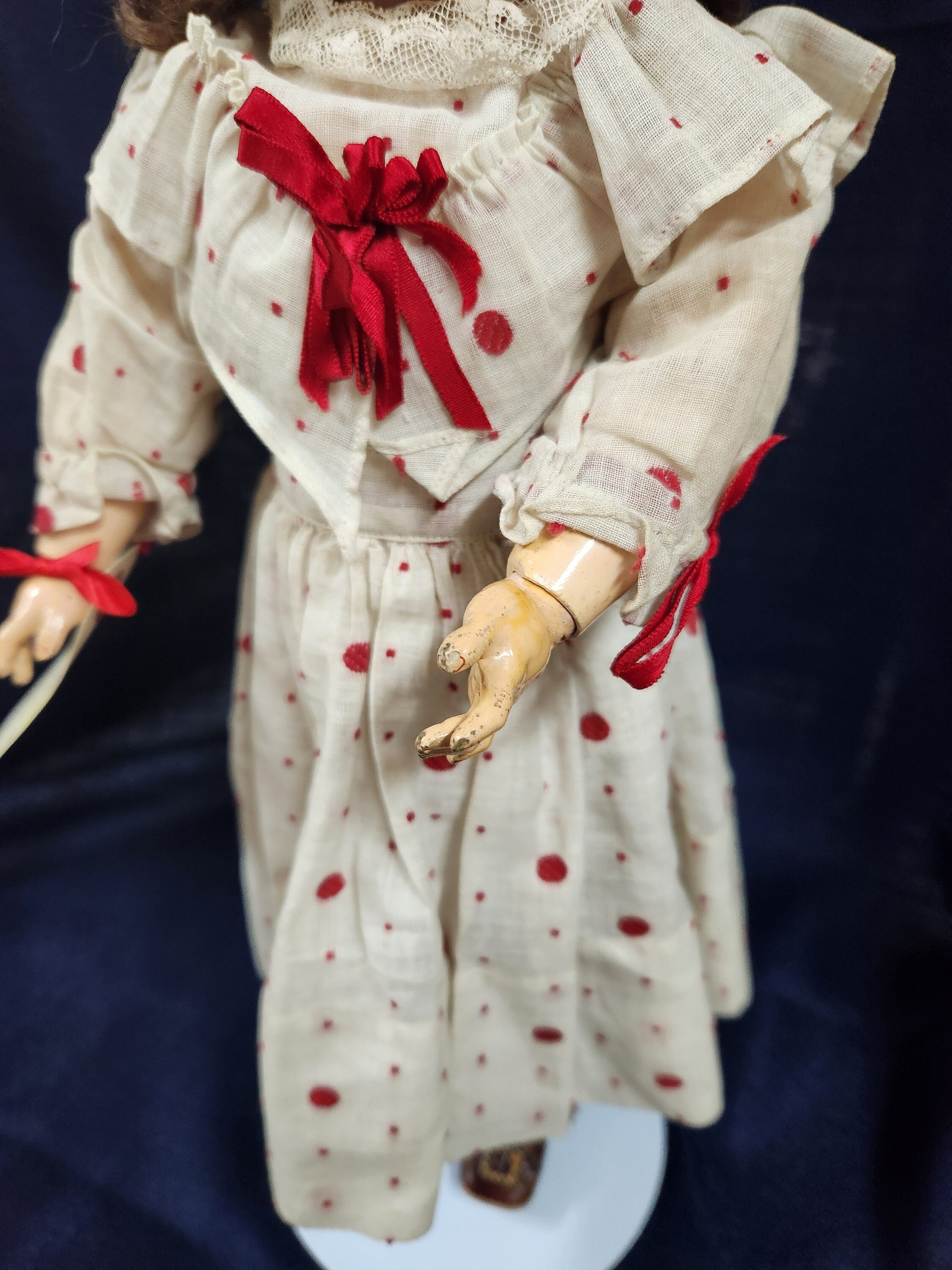 Magnifique Poupée Asiatique Ancienne Kestner 32 Cm - Tête En Biscotte Porcelaine Et Corps Papier Mâché - Édition Reproduction