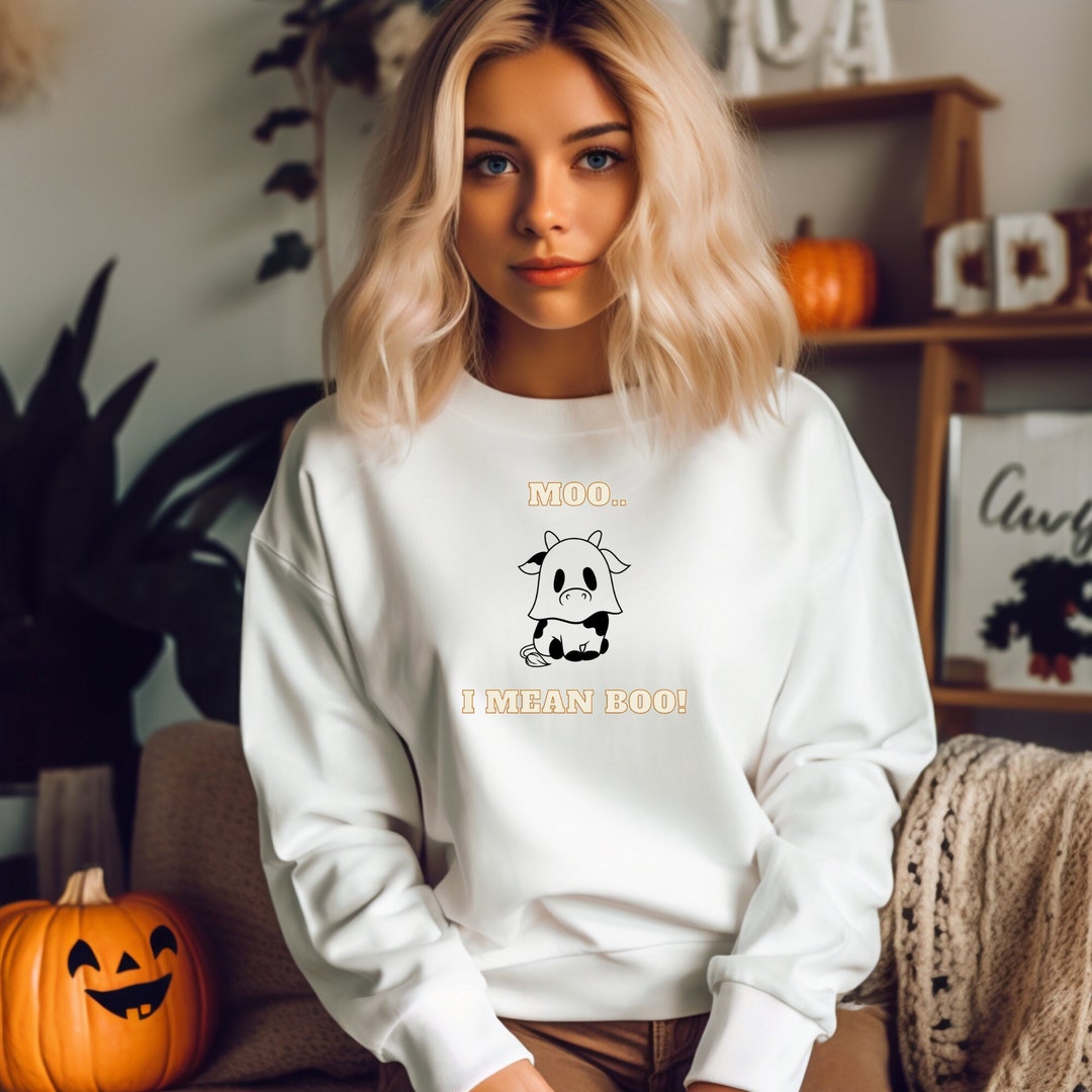 Halloween Cow Sweatshirt halloween Sweatshirt Cute Ghost - Etsy