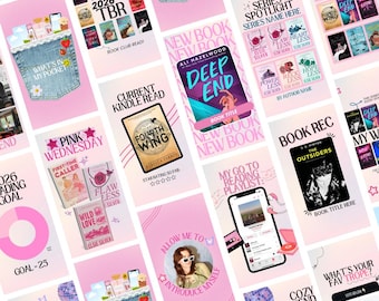 Bookish Instagram Stories Bundle | 50 Social Media Designs and Templates for Content Creators Readers Authors Bookstagram Booktok Book Club