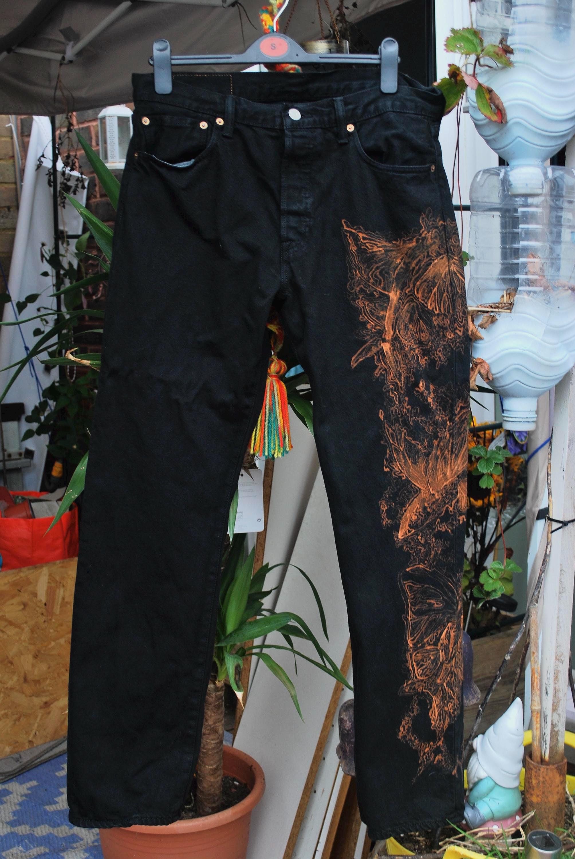 Bleached Jeans Bleaching Black Denim Bleach Dye Jeans Bleached