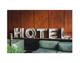 Vintage Hotel Sign Print - Portland Oregon Decor, Industrial Chic Wall Art, Exclusive 24x16 Fine Art Photo, Limited Edition