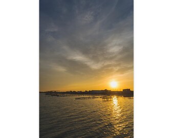 French Riviera Sunset Print - Vertical 16x24 Marseillan Fine Art Photograph, Limited Edition Atmospheric Sky Decor