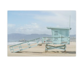 Santa Monica Lifeguard Tower Print - Coastal Beach Decor, 24x16 Horizontal California Seascape, Limited Edition Art Photography