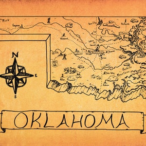 Old Style Oklahoma Map (Hand Drawn)