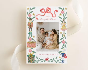 Nussknacker Weihnachten Foto Karten Vorlage: DIY Weihnachtskarte (13x18, Canva, Digital Download)