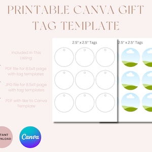 Canva Tag Templates, Blank Product Tag Templates for Price Tags, Gift Tags, Hang Tags, Thank You Tags, Shirt Tags, 2.5x2.5inch