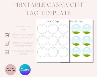 Modèles d'étiquettes Canva : étiquettes-cadeaux circulaires de 2,5 pouces (téléchargement numérique)