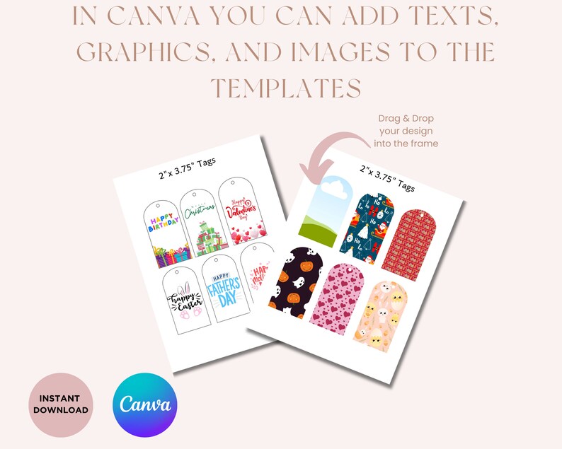 Printable Canva Tag Template for 2x3.5 Inch Tags, Hang Tag Template ...