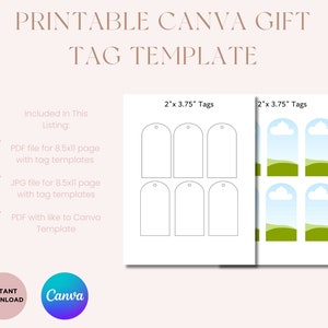 Canva tag template for 2x3.5 inch tags, hang tag template, DIY gift tags, printable gift tags, instant download
