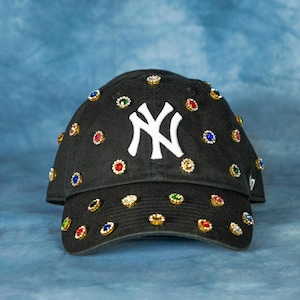 Casquette de base-ball ajustée personnalisée '47 MLB avec strass colorés, casquette ajustée ajustée éblouissante, agrémentée de strass colorés, casquette personnalisée, casquette personnalisée