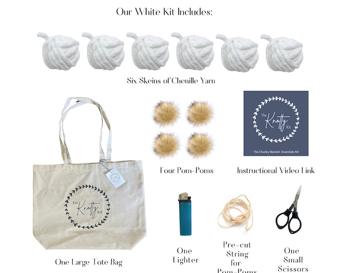 The Knotty Kit: A Chunky Knit Blanket Kit - White