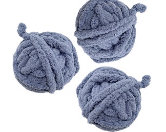 3 Skeins of Chunky Chenille Yarn - Nauticle Blue