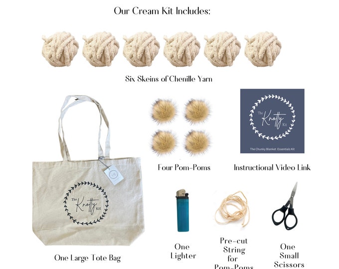 The Knotty Kit: A Chunky Knit Blanket Kit - Cream