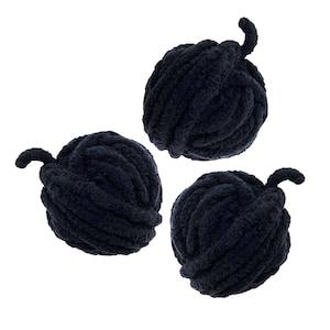 3 Skeins of Chunky Chenille Yarn - Black