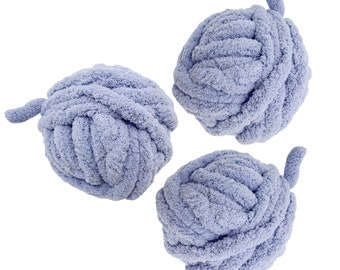 3 Skeins of Chunky Chenille Yarn - Baby Blue