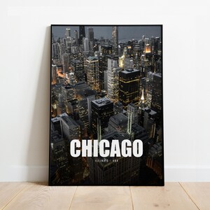 Chicago-poster| Chicago-print| Chicago kunst aan de muur | Reizen in Chicago