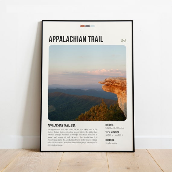 Appalachian Trail Poster | Hiking Wall Art | National Scenic Trail Print for Cabin Decor