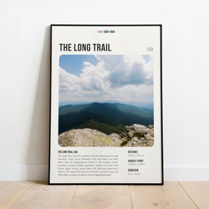 Wydruk The Long Trail | Plakat The Long Trail | Sztuka ścienna The Long Trail | Plakat The Long Trail Wydruk artystyczny | Mapa szlaku The Long Trail